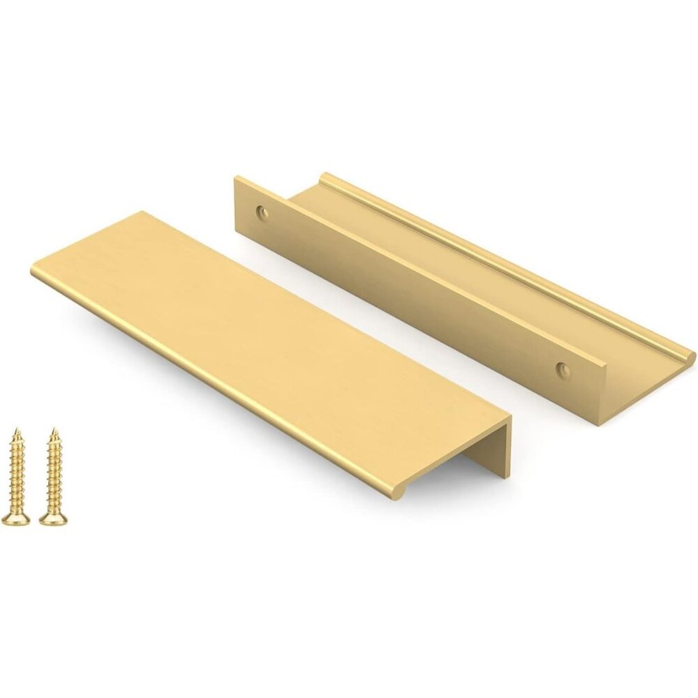 (30) Matte Gold Finger Pulls Edge Cabinet Handle Drawer Hardware 5-1/16" center